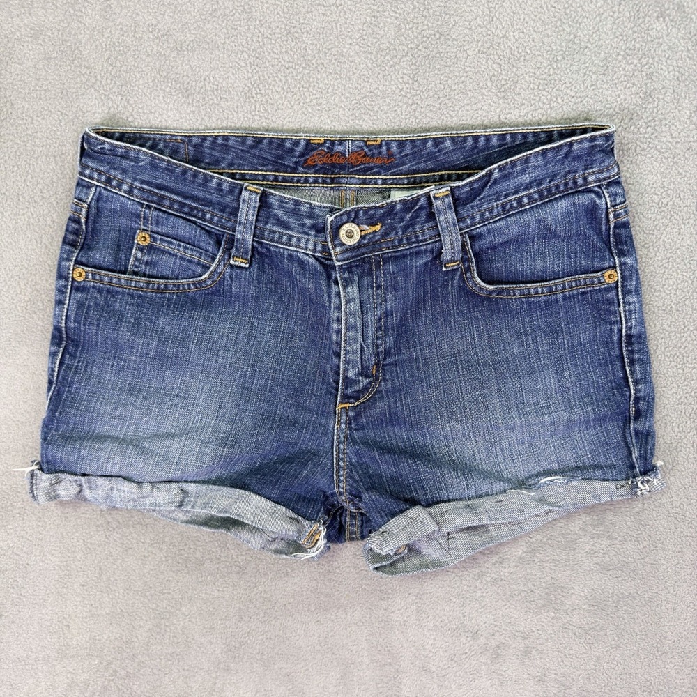 Vintage Eddie Bauer Jean Shorts Womens 8 Blue Cut-Off Cuffed Denim Jorts